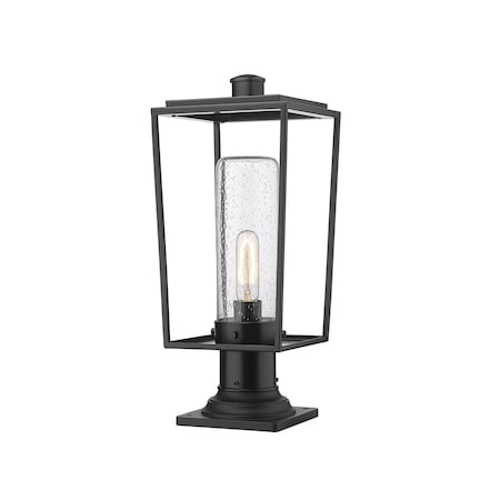 Z-Lite Sheridan 1 Light Outdoor Pier Mounted Fixture, Black And Seedy 594PHMR-533PM-BK